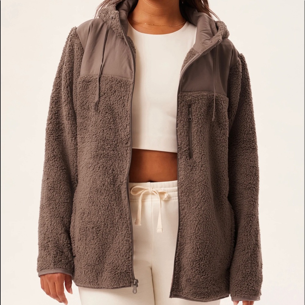 Girlfriend Collective Sz 4 Hooded Sweater Fleece Womens Brown